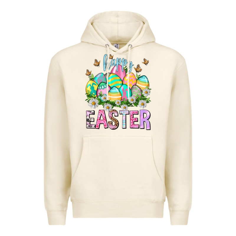 Happy Easter With Eggs Premium Hoodie by NancyCooperArtShop | Teevron