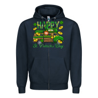 Navy Happy St. Patricks Day Zipper Hoodie - BundleAndBundleShop