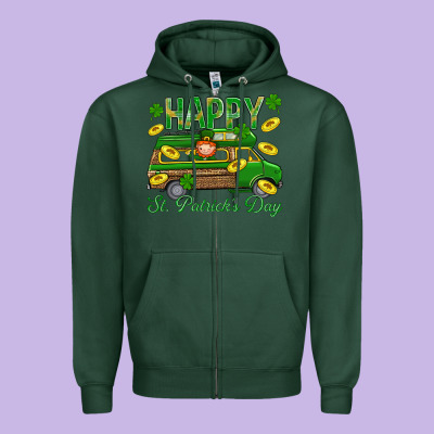 Happy St. Patricks Day Zipper Hoodie Designed By Bundleandbundleshop