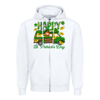 White Happy St. Patricks Day Zipper Hoodie - BundleAndBundleShop