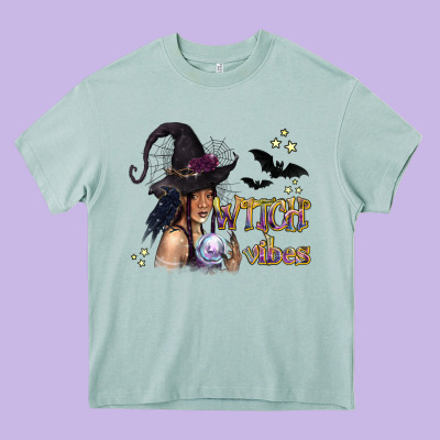 Black Witch Vibes Heavy Core Tee Designed By Texasbilliewilder