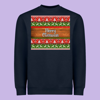 Merry Christmas Knitted Reindeer Pattern Heavyweight Sweatshirt Designed By Jasminsmagicworld