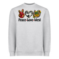 Heather Grey peace love west Heavyweight Sweatshirt - BarkalooDesign