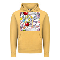 Vintage Mustard music class seamless pattern Vintage Hoodie - BundleAndBundleShop