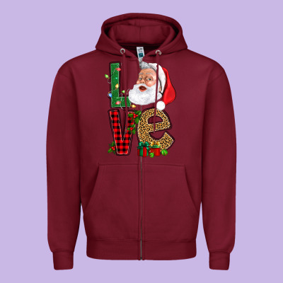 Love With Santa Portrait Zipper Hoodie Designed By Bundleandbundleshop