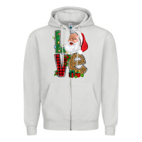 Dove Grey Love With Santa Portrait Zipper Hoodie - BundleAndBundleShop