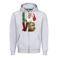 Heather Grey Love With Santa Portrait Zipper Hoodie - BundleAndBundleShop