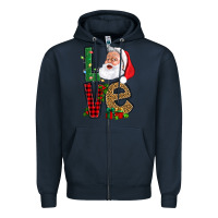 Navy Love With Santa Portrait Zipper Hoodie - BundleAndBundleShop
