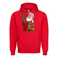 Red Love With Santa Portrait Zipper Hoodie - BundleAndBundleShop