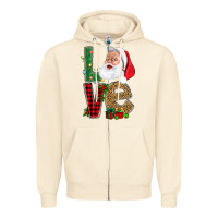 Sandshell Love With Santa Portrait Zipper Hoodie - BundleAndBundleShop