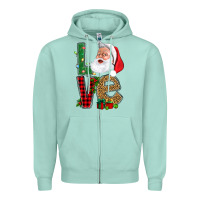 Seafoam Love With Santa Portrait Zipper Hoodie - BundleAndBundleShop