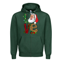 Sports Green Love With Santa Portrait Zipper Hoodie - BundleAndBundleShop