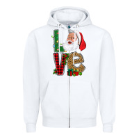 White Love With Santa Portrait Zipper Hoodie - BundleAndBundleShop