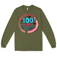 Army Green happy 100 days of school Long Sleeve Tee - MaliasSmallBusiness