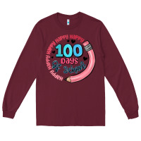 Burgundy happy 100 days of school Long Sleeve Tee - MaliasSmallBusiness