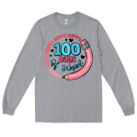 Heather Grey happy 100 days of school Long Sleeve Tee - MaliasSmallBusiness