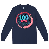 Navy happy 100 days of school Long Sleeve Tee - MaliasSmallBusiness