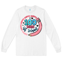 White happy 100 days of school Long Sleeve Tee - MaliasSmallBusiness