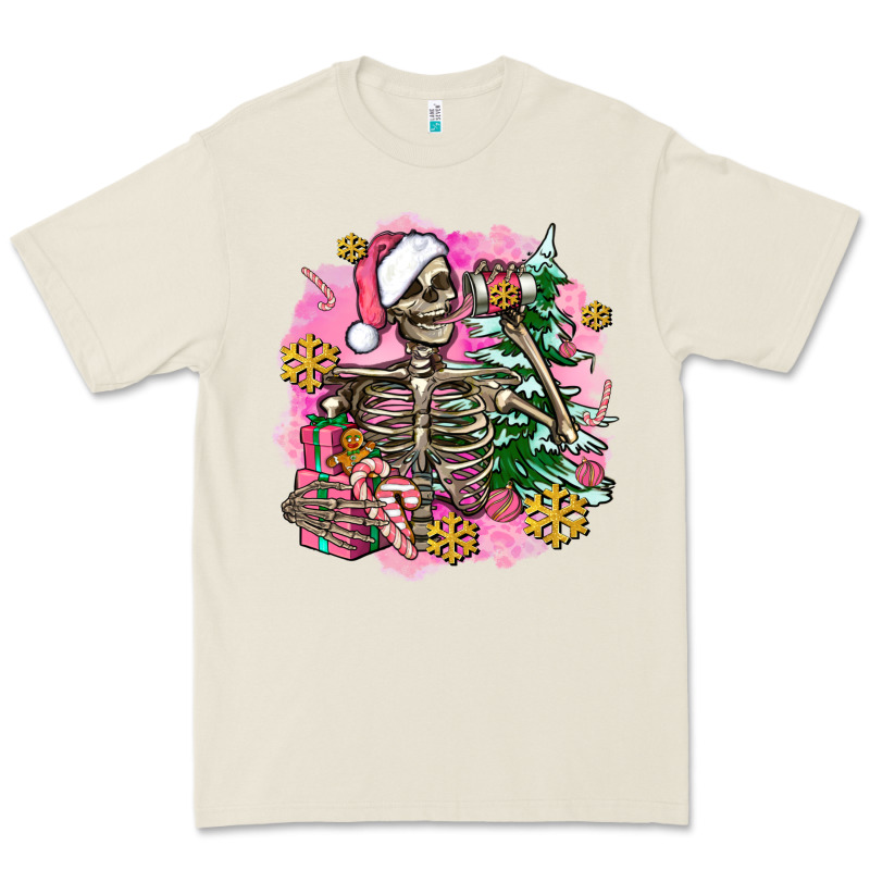 Pink Coffee Gifts Christmas Skeleton Coffee Premium Tee by AdoDesignShop | Teevron