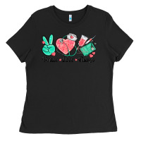 Black peace love nurse Ladies Tee - texasbilliewilder