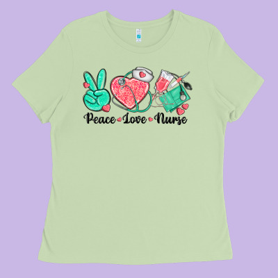 Peace Love Nurse Ladies Tee Designed By Texasbilliewilder