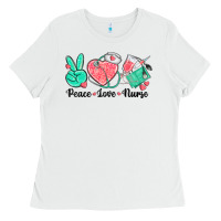 White peace love nurse Ladies Tee - texasbilliewilder