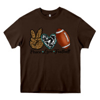 Chocolate Brown peace love football Heavy Core Tee - RanaPortraitStore