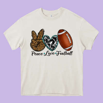 Peace Love Football Heavy Core Tee Designed By Ranaportraitstore