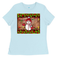 Baby Blue snowman Christmas Ladies Tee - JahusDesignShop