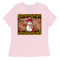 Bubblegum Pink snowman Christmas Ladies Tee - JahusDesignShop