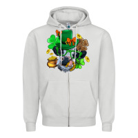 Dove Grey St. Patrick Cow Clover Zipper Hoodie - BundleAndBundleShop