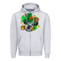 Heather Grey St. Patrick Cow Clover Zipper Hoodie - BundleAndBundleShop