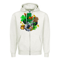 St. Patrick Cow Clover Zipper Hoodie | Teevron