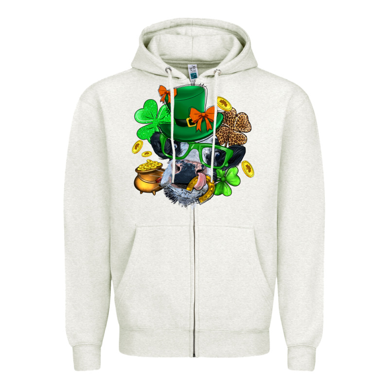 St. Patrick Cow Clover Zipper Hoodie by BundleAndBundleShop | Teevron