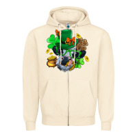 Sandshell St. Patrick Cow Clover Zipper Hoodie - BundleAndBundleShop