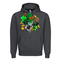 Smoke St. Patrick Cow Clover Zipper Hoodie - BundleAndBundleShop