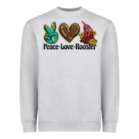 Heather Grey peace love rooster Heavyweight Sweatshirt - BarkalooDesign