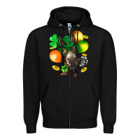 Black St. Patricks Clovers With Donkey Zipper Hoodie - BundleAndBundleShop