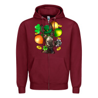 Burgundy St. Patricks Clovers With Donkey Zipper Hoodie - BundleAndBundleShop