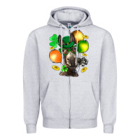 Heather Grey St. Patricks Clovers With Donkey Zipper Hoodie - BundleAndBundleShop