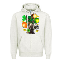 Oatmeal Heather St. Patricks Clovers With Donkey Zipper Hoodie - BundleAndBundleShop