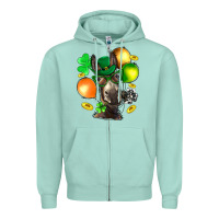 Seafoam St. Patricks Clovers With Donkey Zipper Hoodie - BundleAndBundleShop