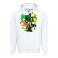 White St. Patricks Clovers With Donkey Zipper Hoodie - BundleAndBundleShop