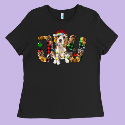 Beagle Christmas Joy Ladies Tee Designed By Ranaportraitstore