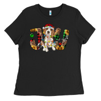 Black beagle christmas joy Ladies Tee - RanaPortraitStore