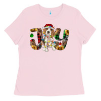 Bubblegum Pink beagle christmas joy Ladies Tee - RanaPortraitStore