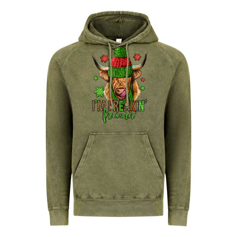 I'm Freakin Freezin Christmas Long Haired Cow Vintage Hoodie by Jasminsmagicworld | Teevron