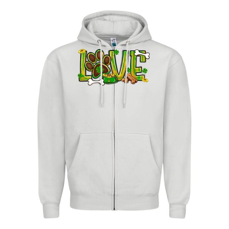 St. Patrick's Day Love Dog Paw Zipper Hoodie by BundleAndBundleShop | Teevron
