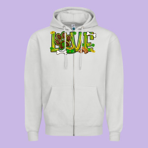 St. Patrick's Day Love Dog Paw Zipper Hoodie Designed By Bundleandbundleshop