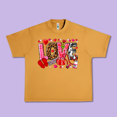 Valentines Day Love Nurse Urban Heavy Tee Designed By Nancycooperartshop